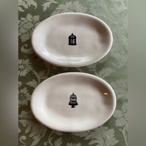 Set x 2 Rare RAE DUNN 8" Birdcage Dimple Texture Artisan Collection Tray Platter